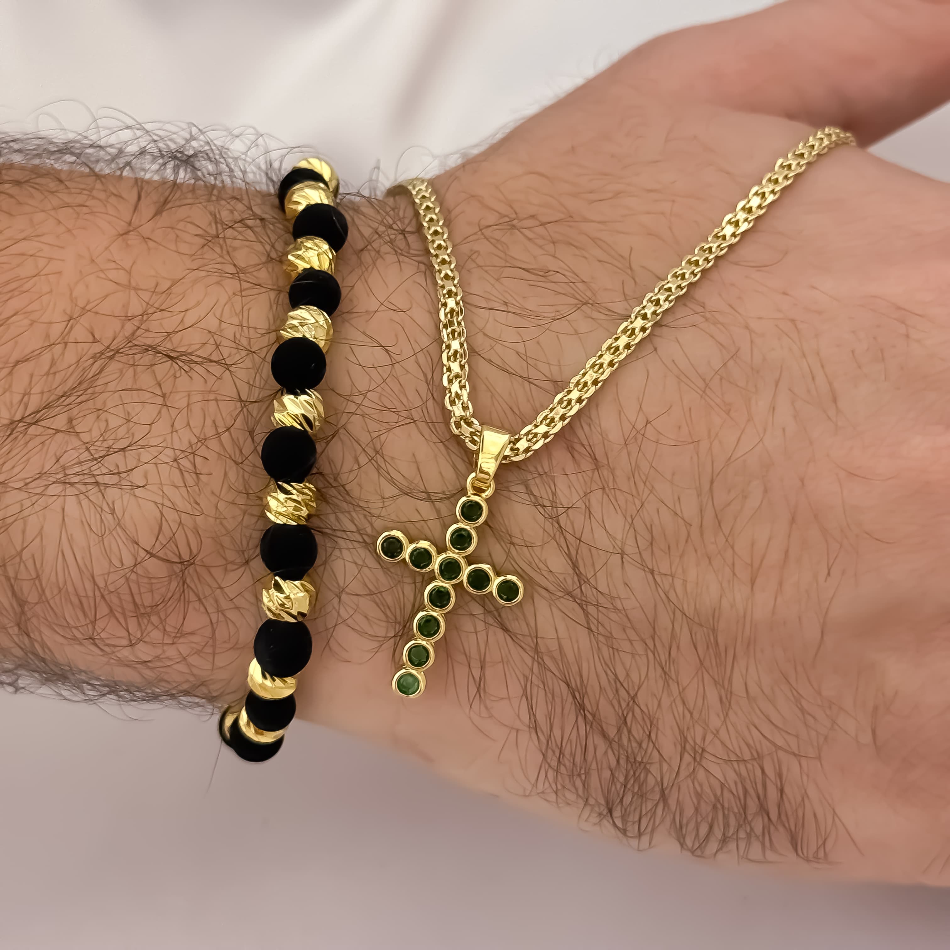 CADENA CHINA + DIJE CRUZ + PULSERA BALIN