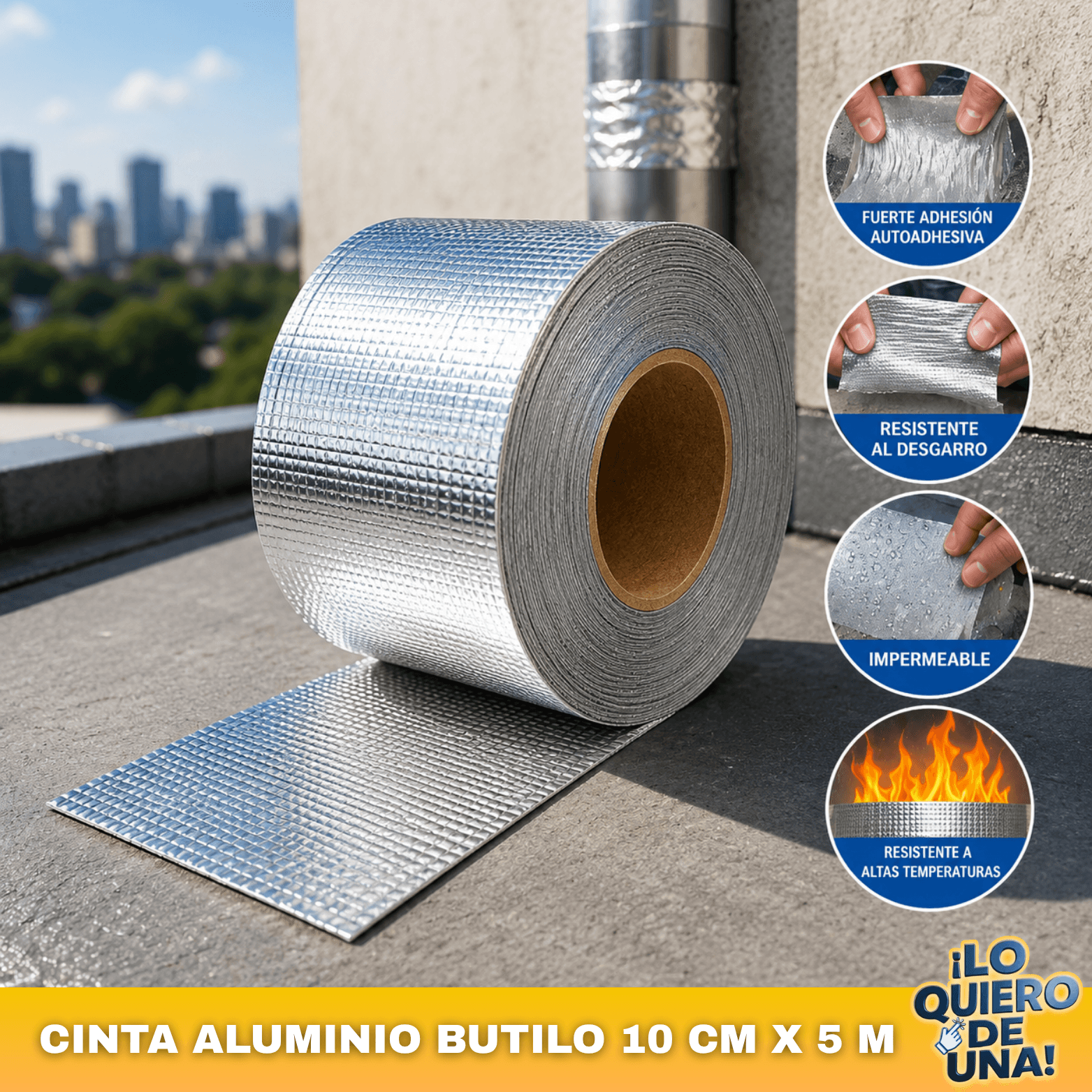 CINTA ALUMINIO DE BUTILO 10 CM X 5 M