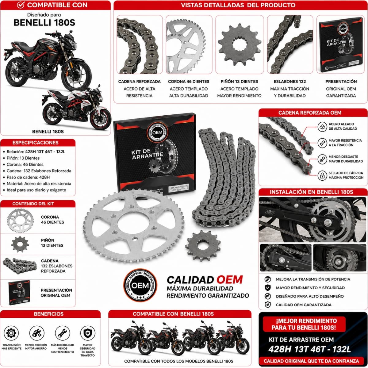 Kit Arrastre OEM Benelli 180S Renovación