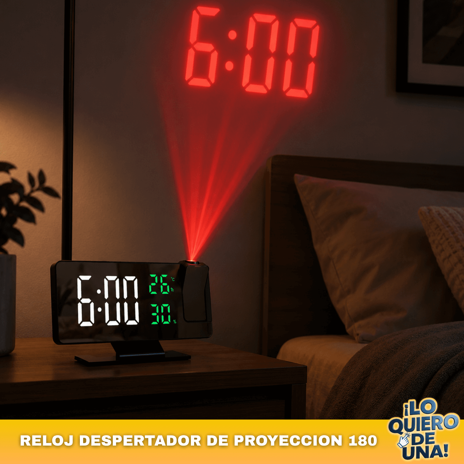 RELOJ DESPERTADOR DE PROYECCION 180°