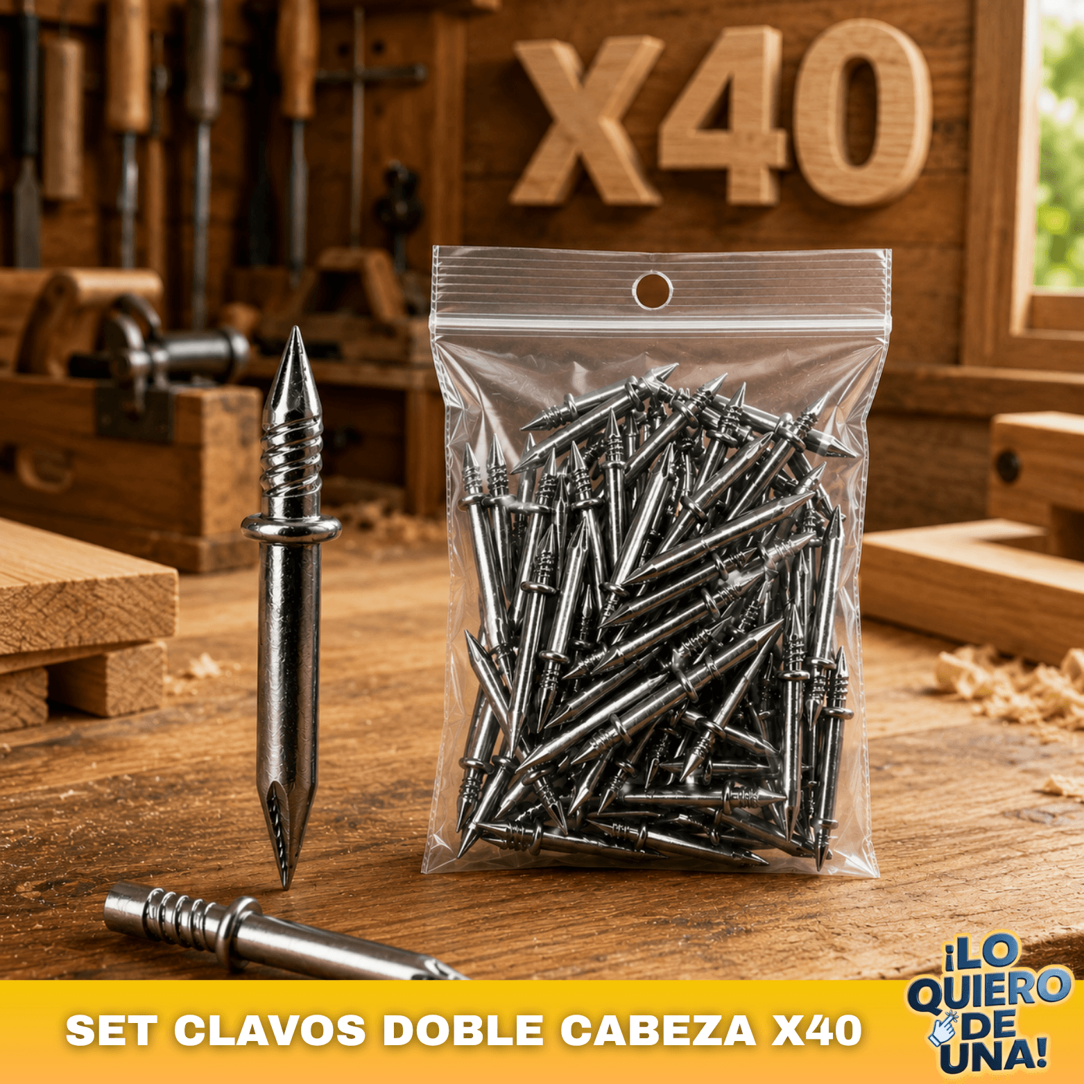 SET CLAVOS DOBLE CABEZA X40