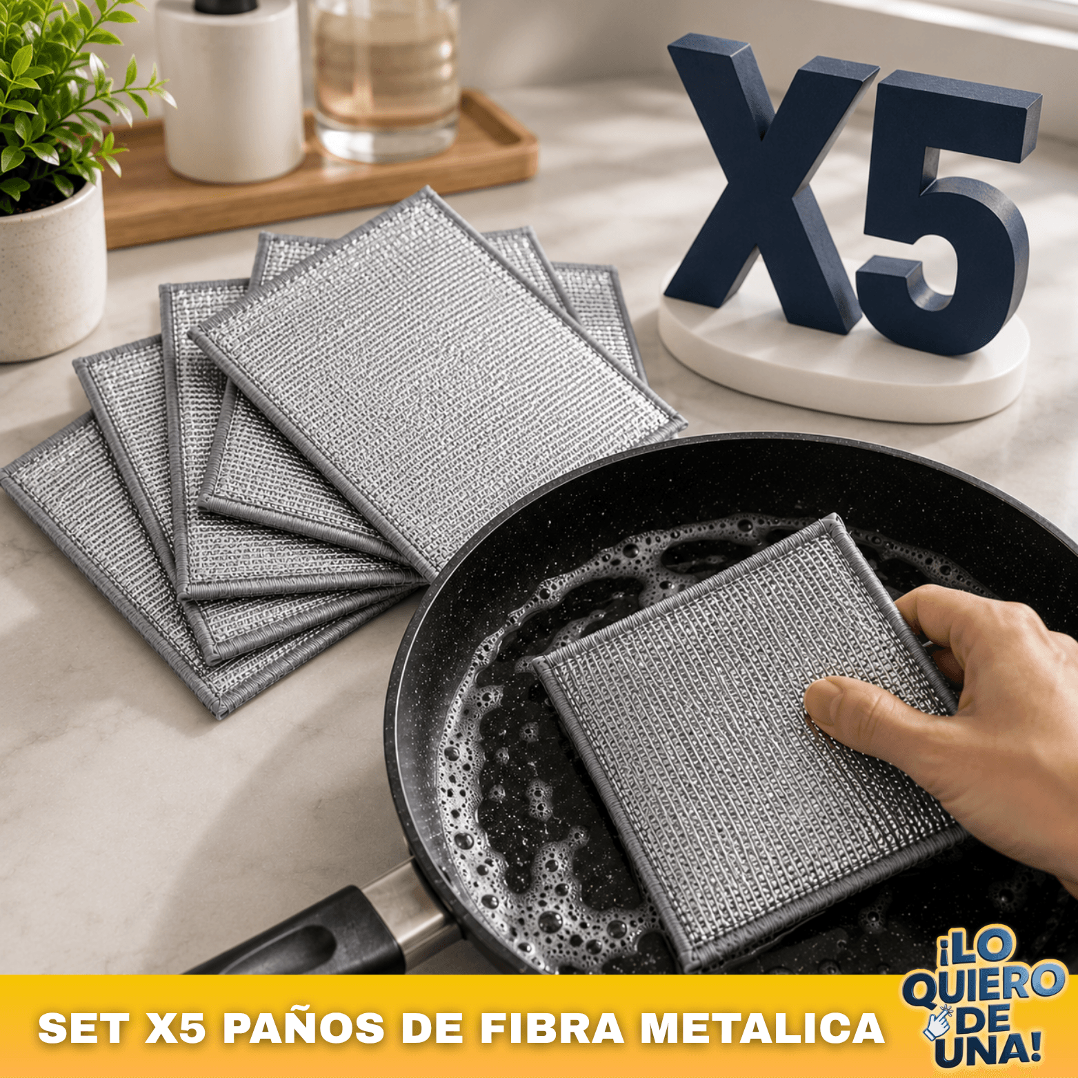 SET X5 PAÑOS DE FIBRA METALICA