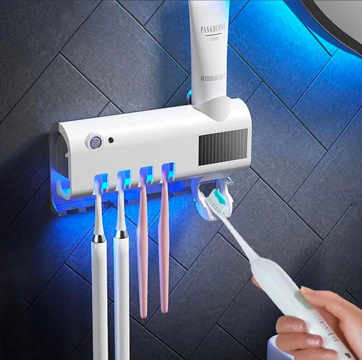 PORTA CEPILLOS Y DISPENSADOR DE CREMA