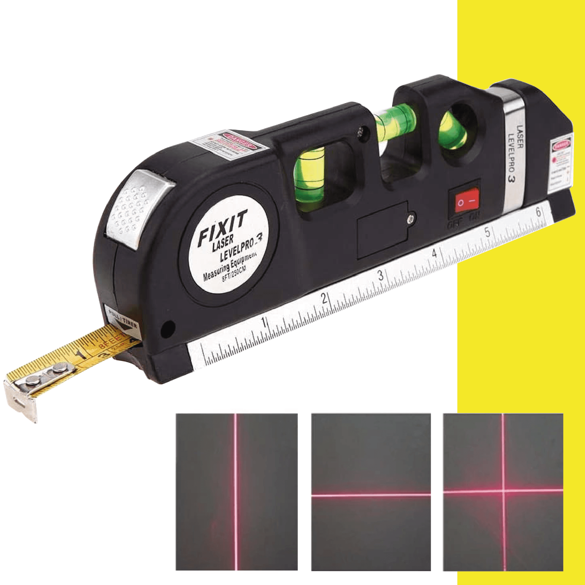 Nivel Laser 4En1 Con Flexometro Burbujas