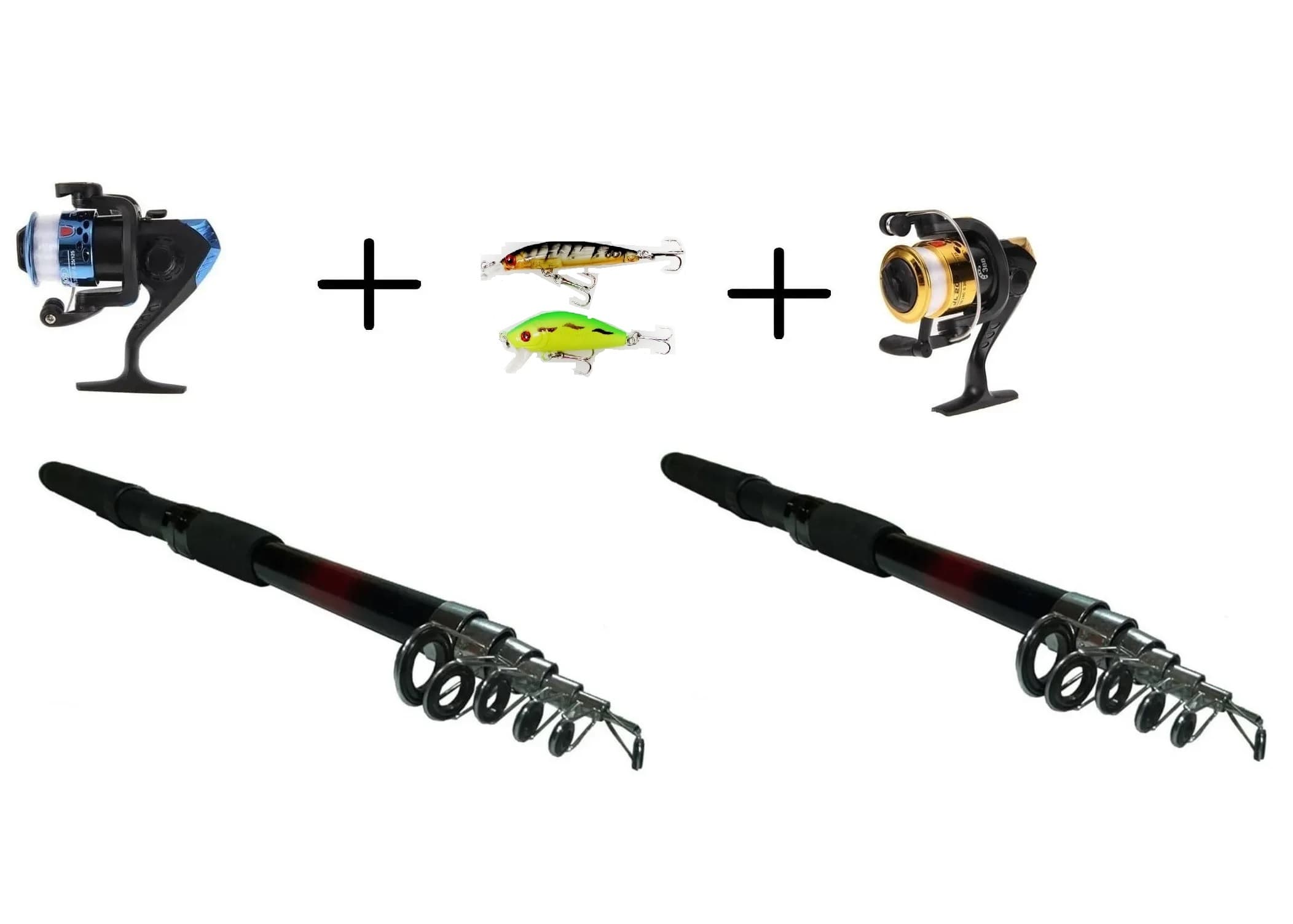 Set x2 Combo Caña Señuelo Duro