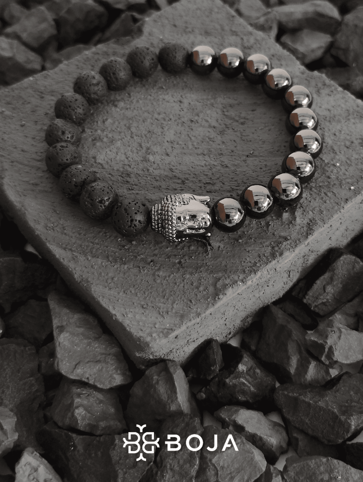 Brazalete buda en rodio - edition black