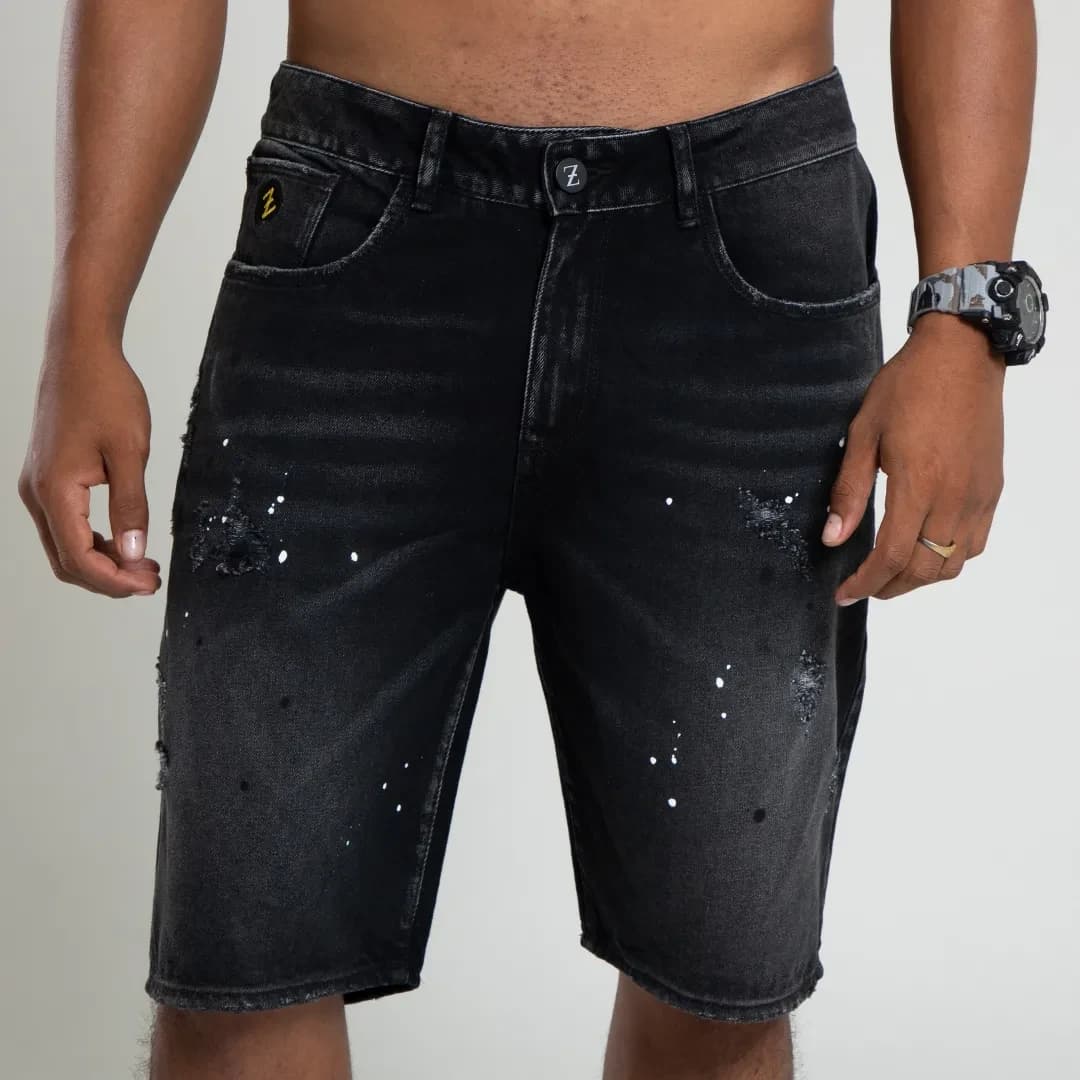 BERMUDA INDIGO BLACK DENIM ALGODON 100%