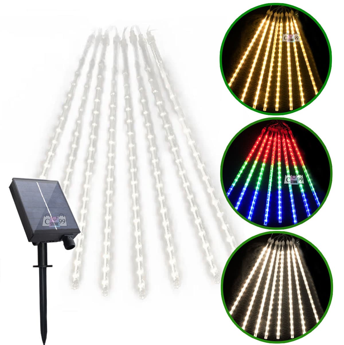 Meteoro Solar Luces De Navidad 8 Tubos