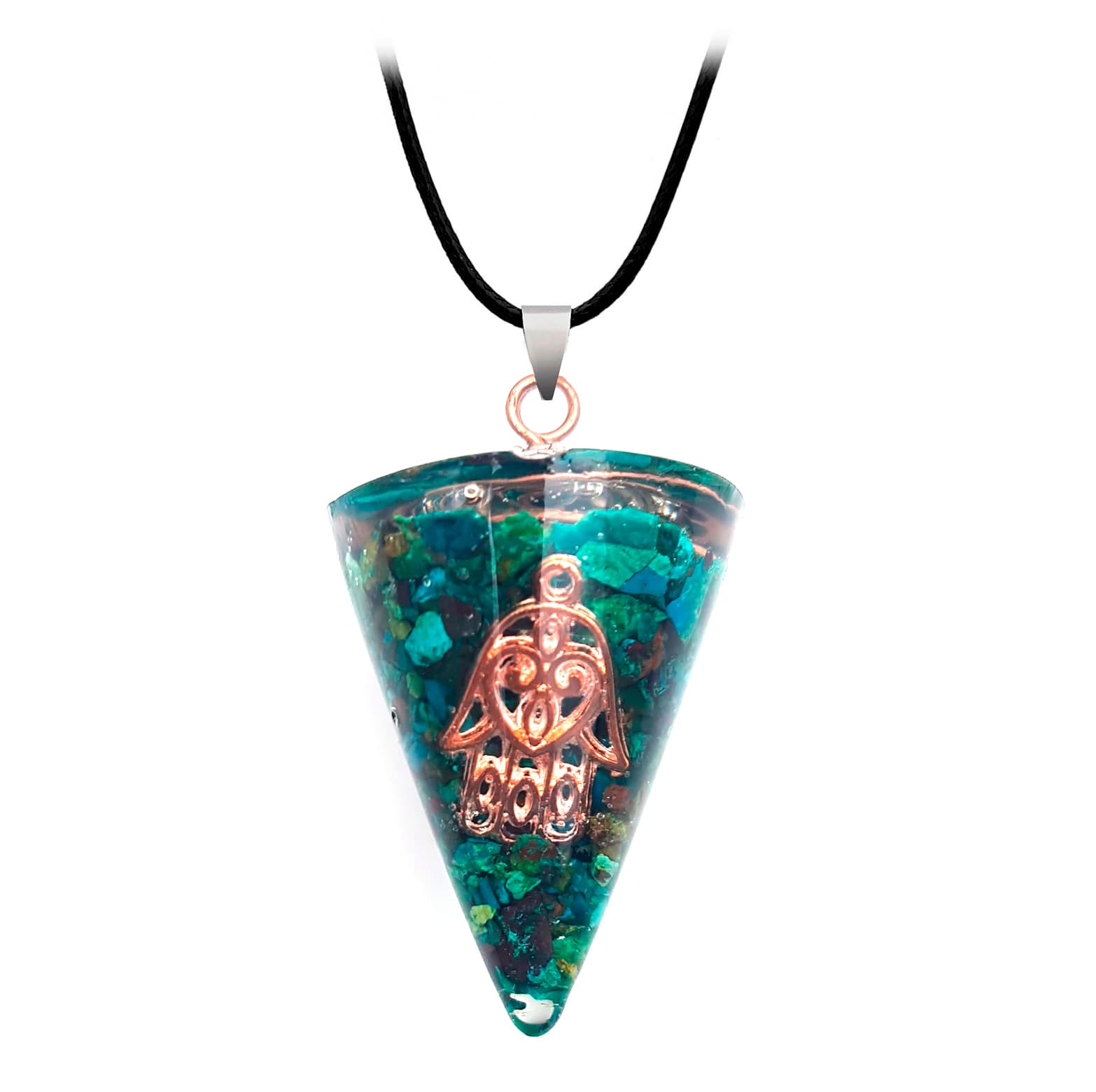 Collar Orgonita Mano Malaquita Cuarzo