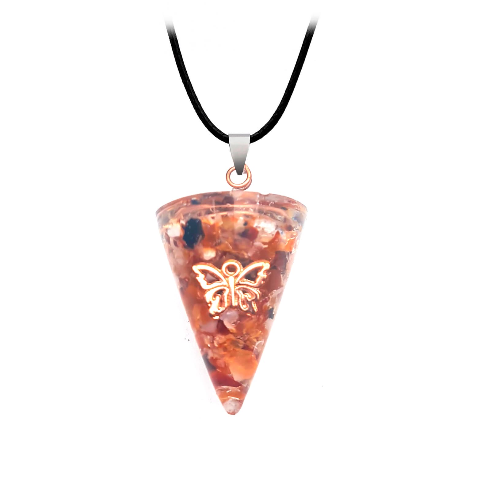 Collar Orgonita Mariposa Granate Cuarzo