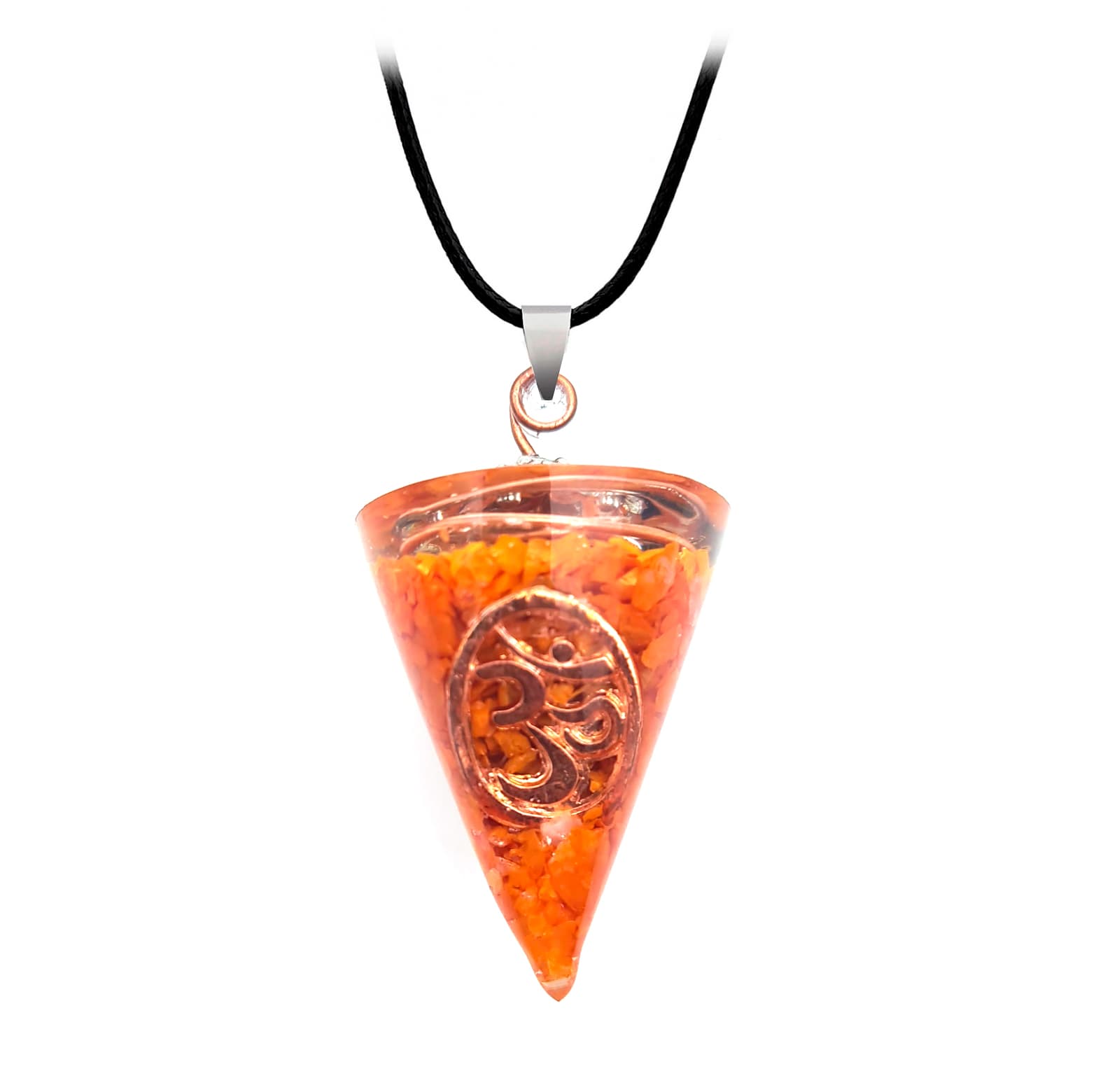 Collar Orgonita Om Cuarzo Naranja Estuch