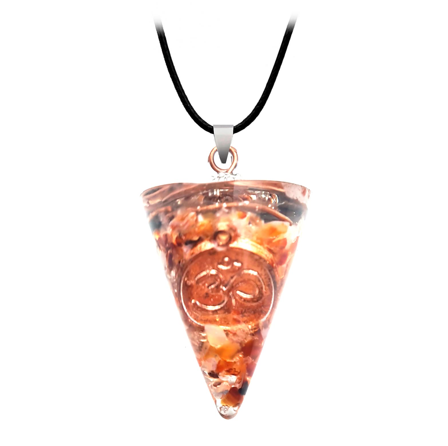 Collar Om Cuarzo Orgonita Granate Protec