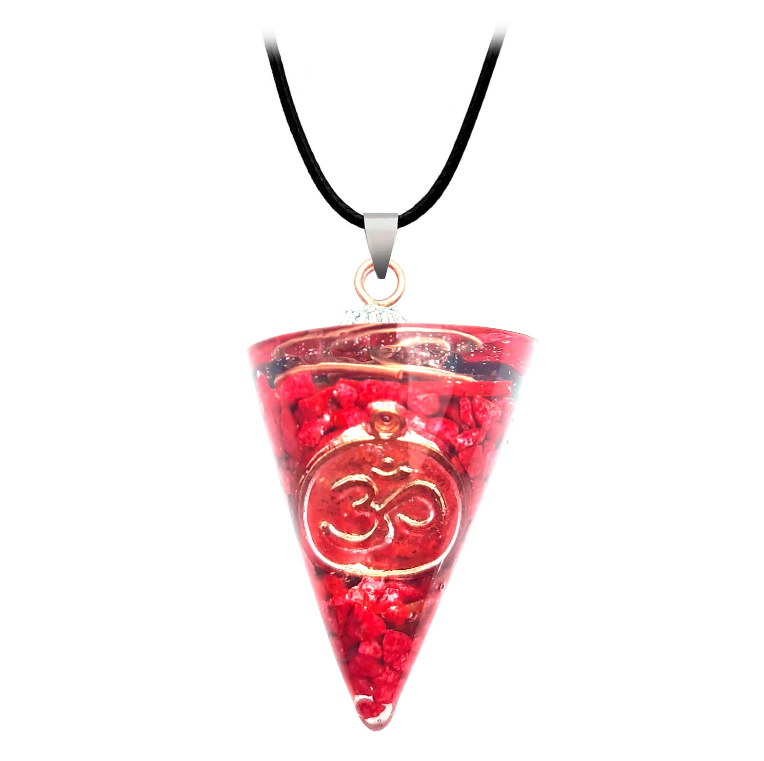 Collar Om Cuarzo Orgonita Roja Proteccio