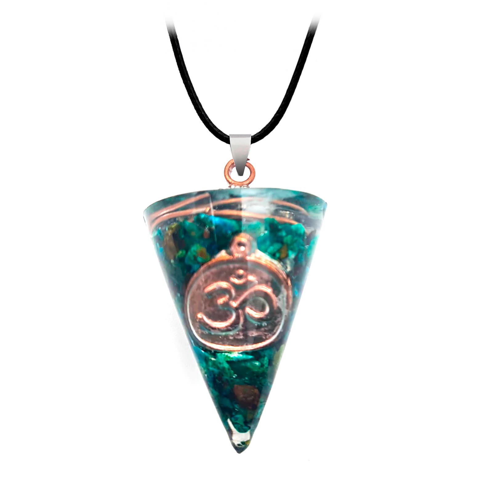 Collar Om Cuarzo Orgonita Malaquita Prot