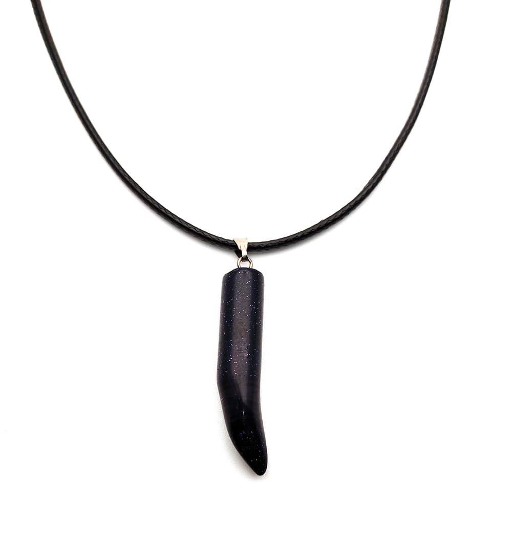 Collar Colmillo Cuarzo Lluvia De Plata