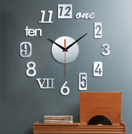 Reloj Espejo acrílico 3D con números