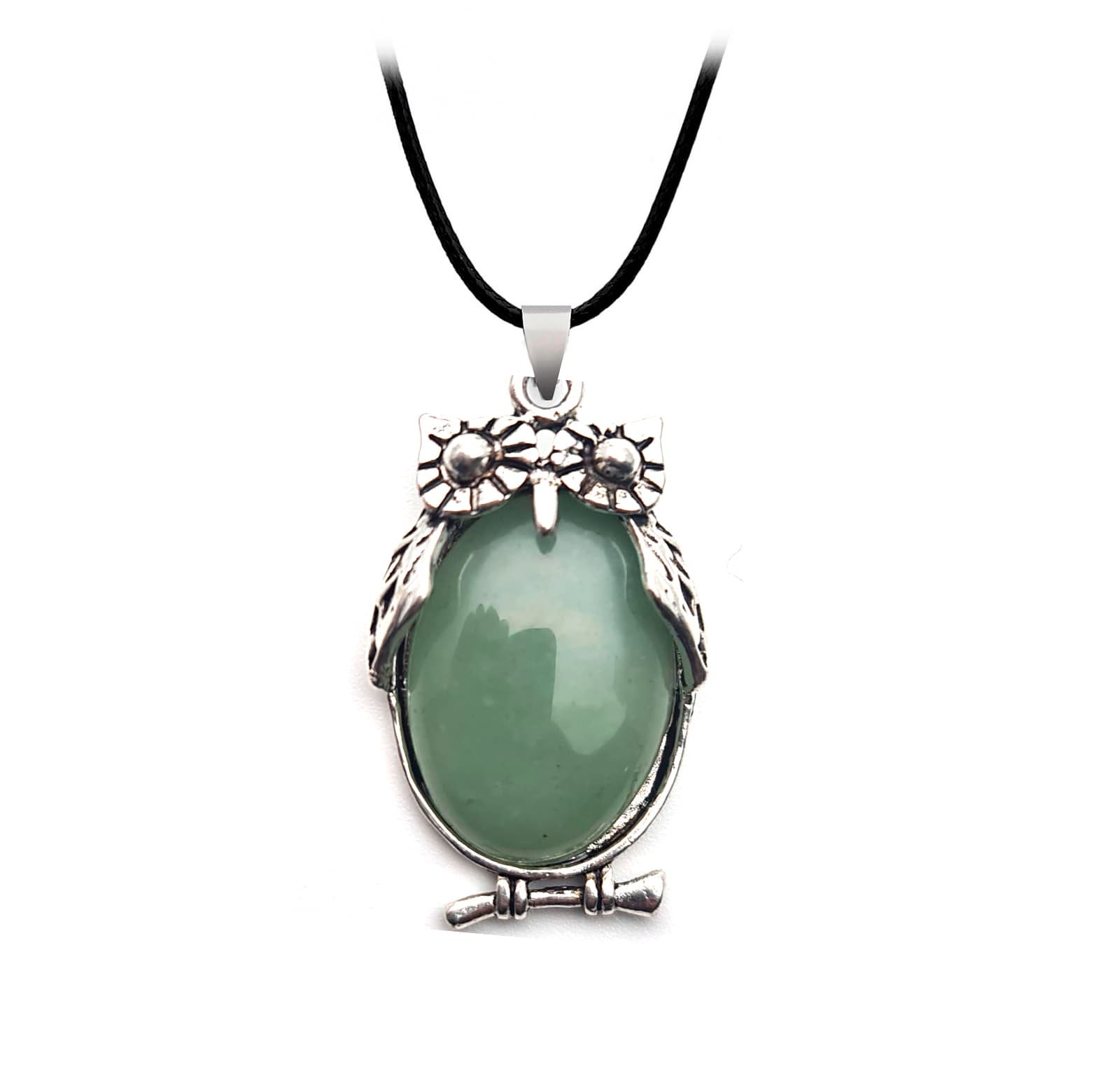 Collar Búho Sabiduria Jade Cuarzo Estuch