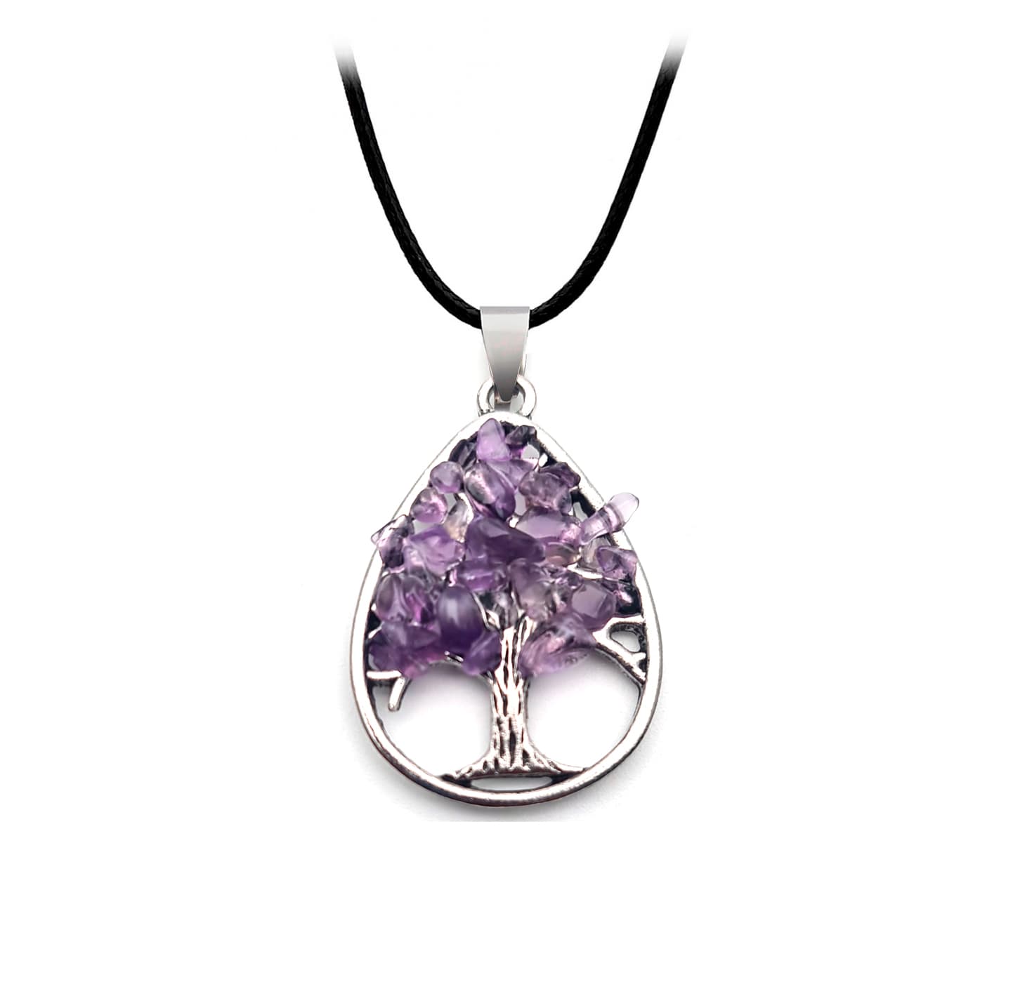 Collar Arbol Gota Cuarzo Amatista