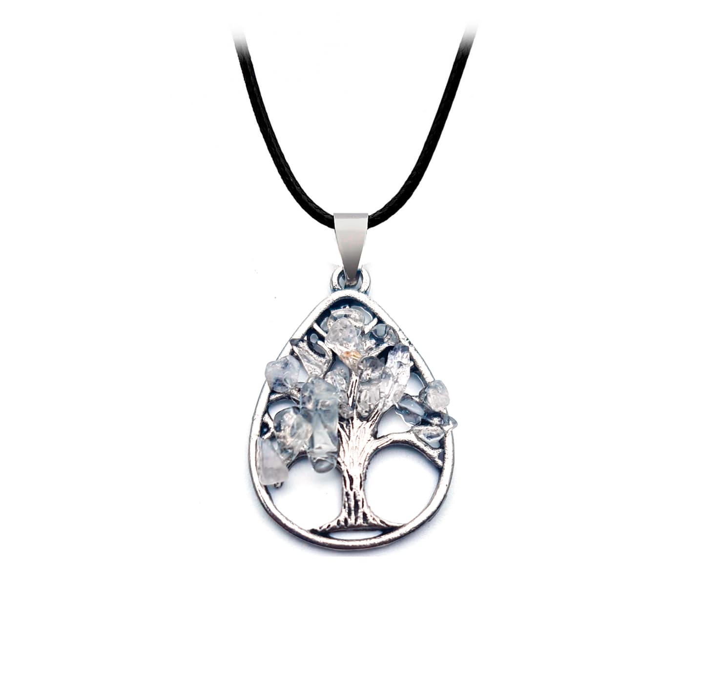 Collar Arbol Gota Cuarzo Luna