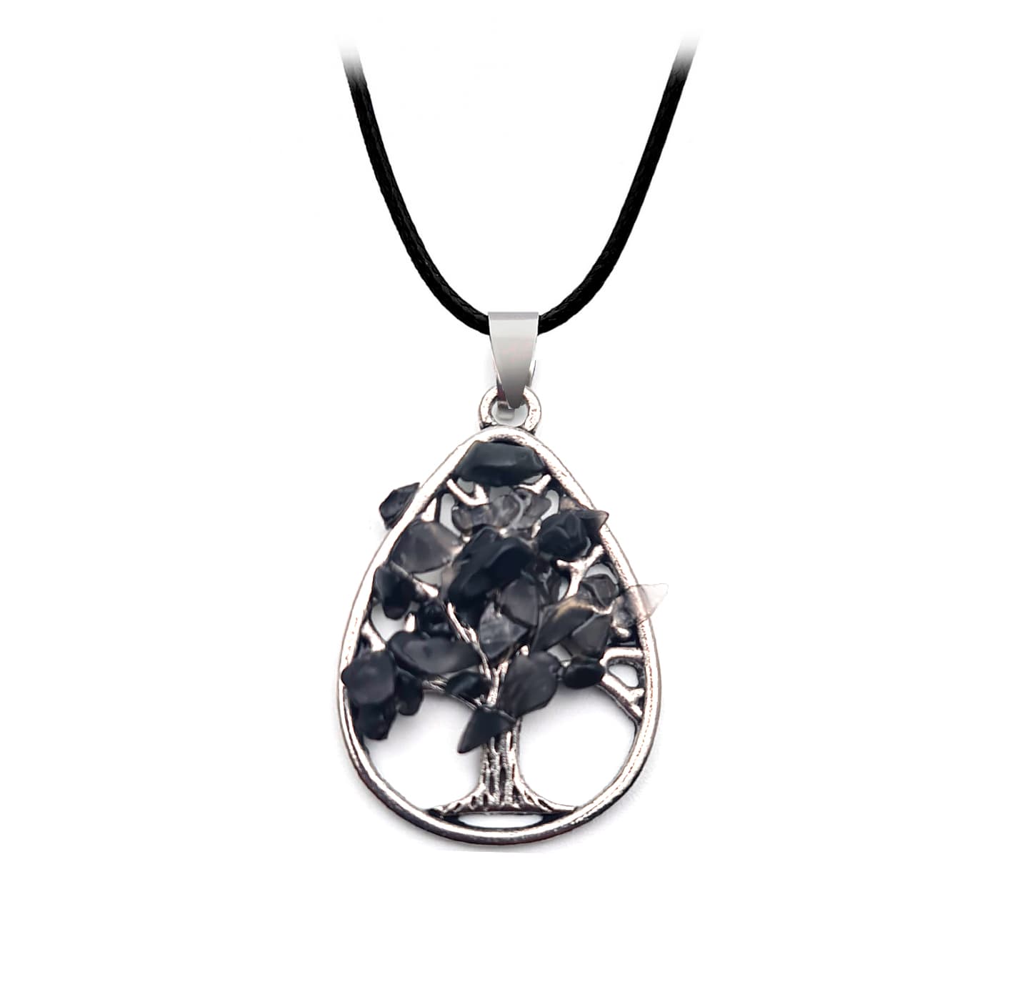 Collar Arbol Gota Cuarzo Onix