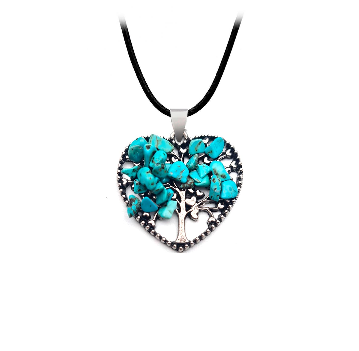 Collar Arbol Corazon Cuarzo Turquesa