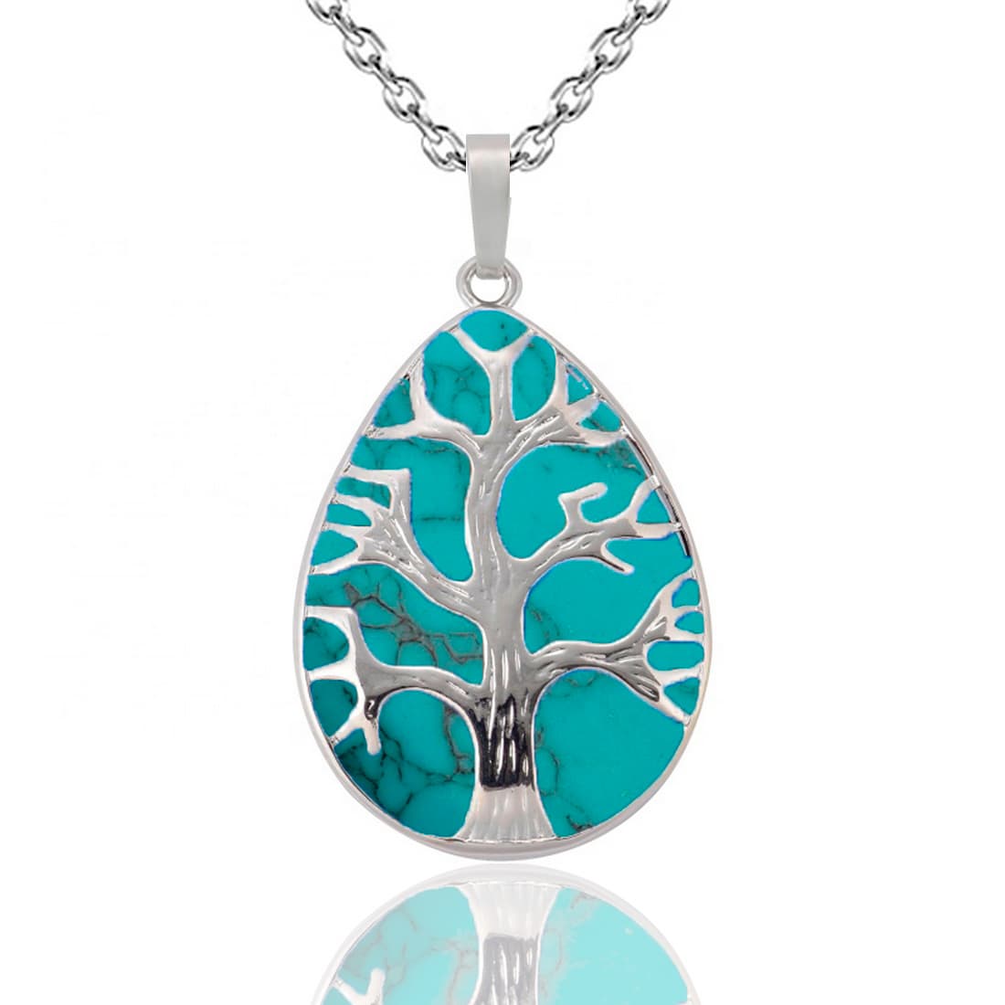 Collar Cuarzo Turquesa Arbol Ovala Energ