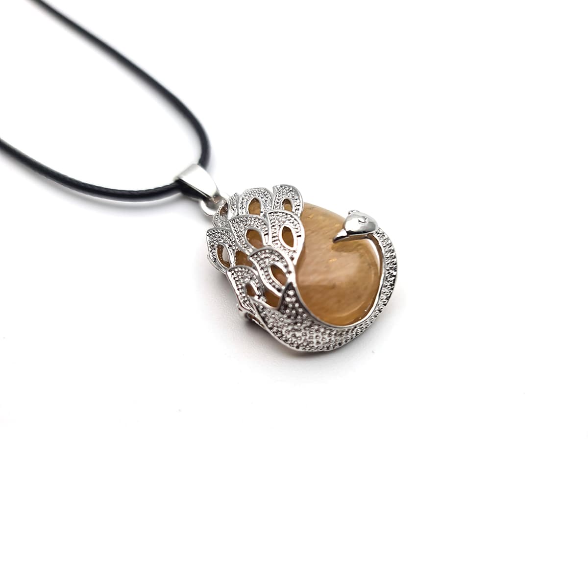 Collar Pavo Real Cuarzo Citrino Estuche