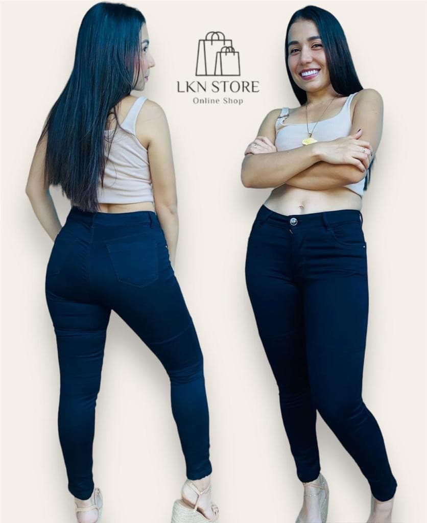 Jeans Skinny de 1 botón - Negro y Azul
