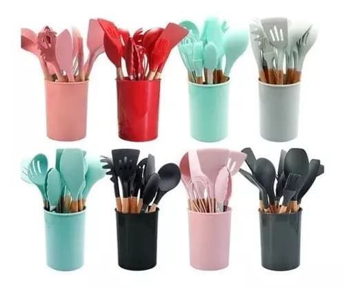 Set 12 Utensilios De Cocina Silicona