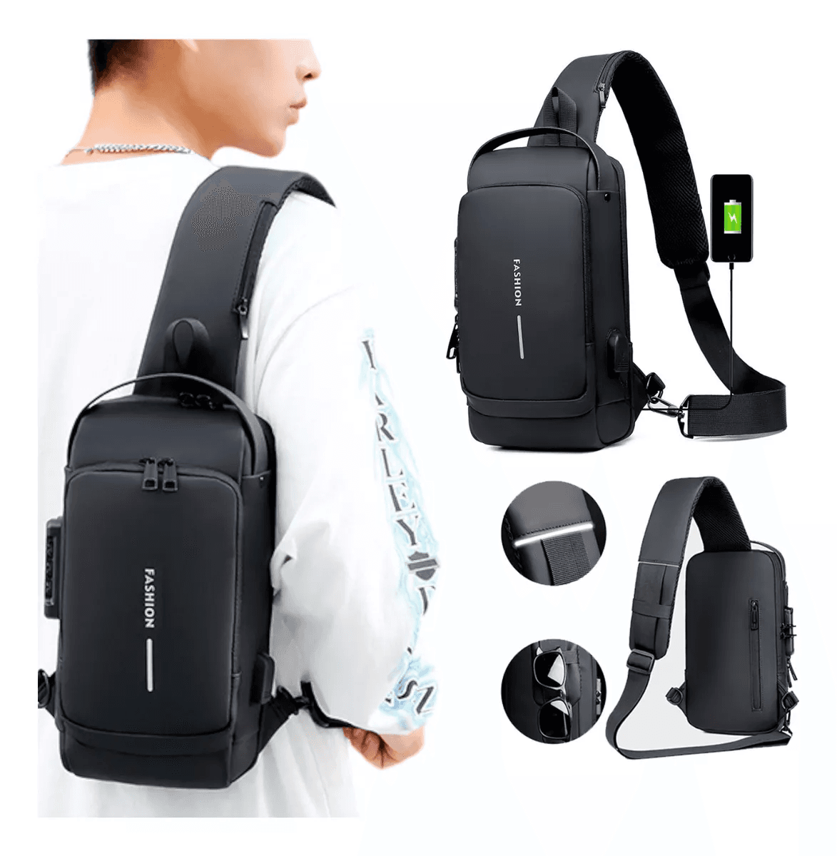 BOLSO ANTIRROBO IMPERMEABLE USB