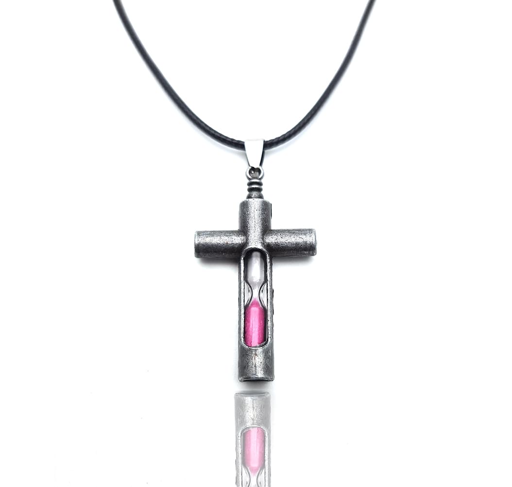 Collar Reloj De Arena Cruz Religiosa