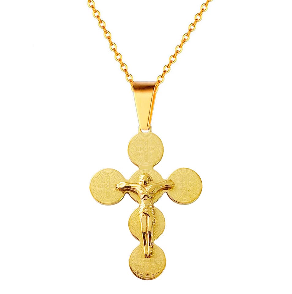 Collar Cruz Medalla San Benito Cristo
