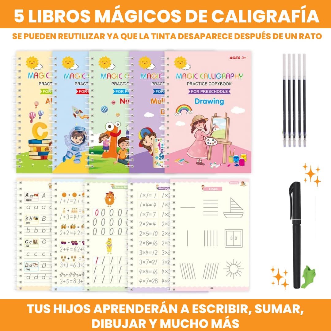 5 Cuadernos mágicos de Caligrafía