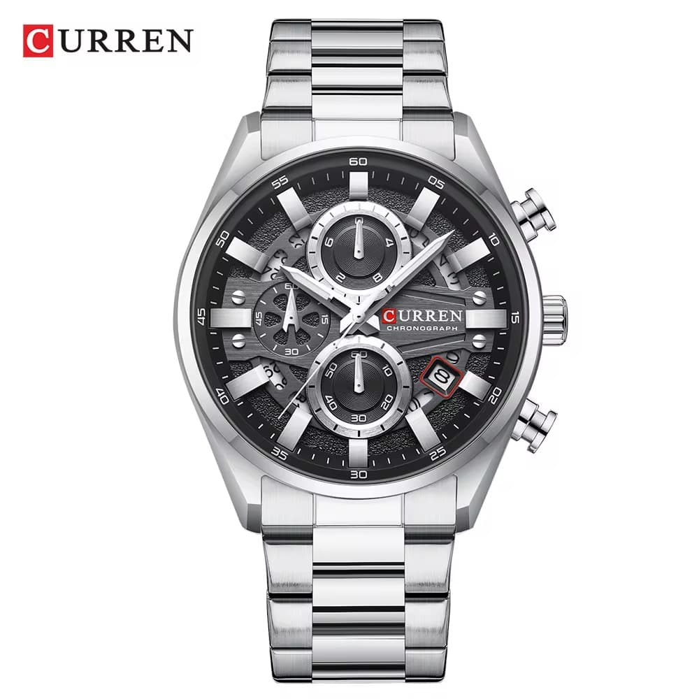 Reloj curren 8495 plateado cronógrafo