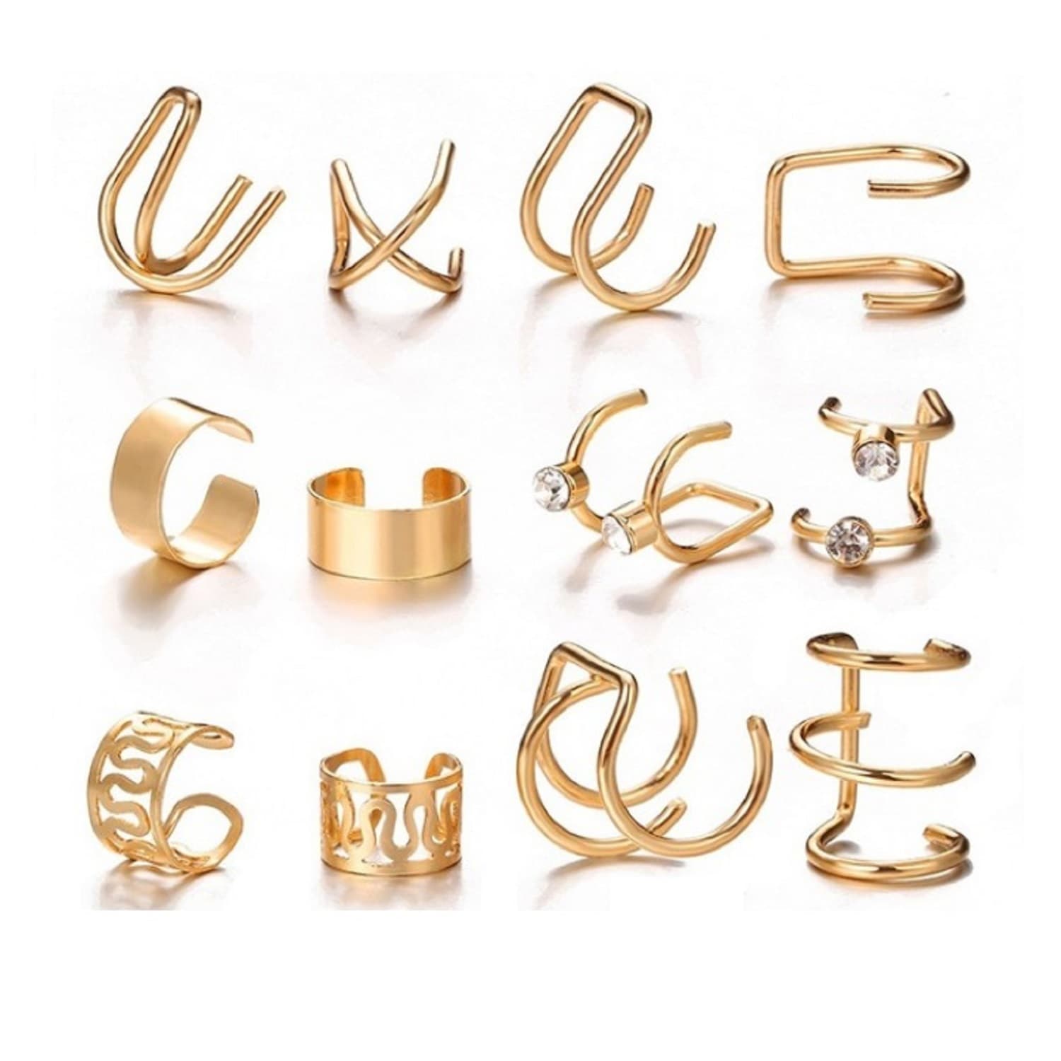 Aretes Ear Cuff Set 12 Piezas Ajustables