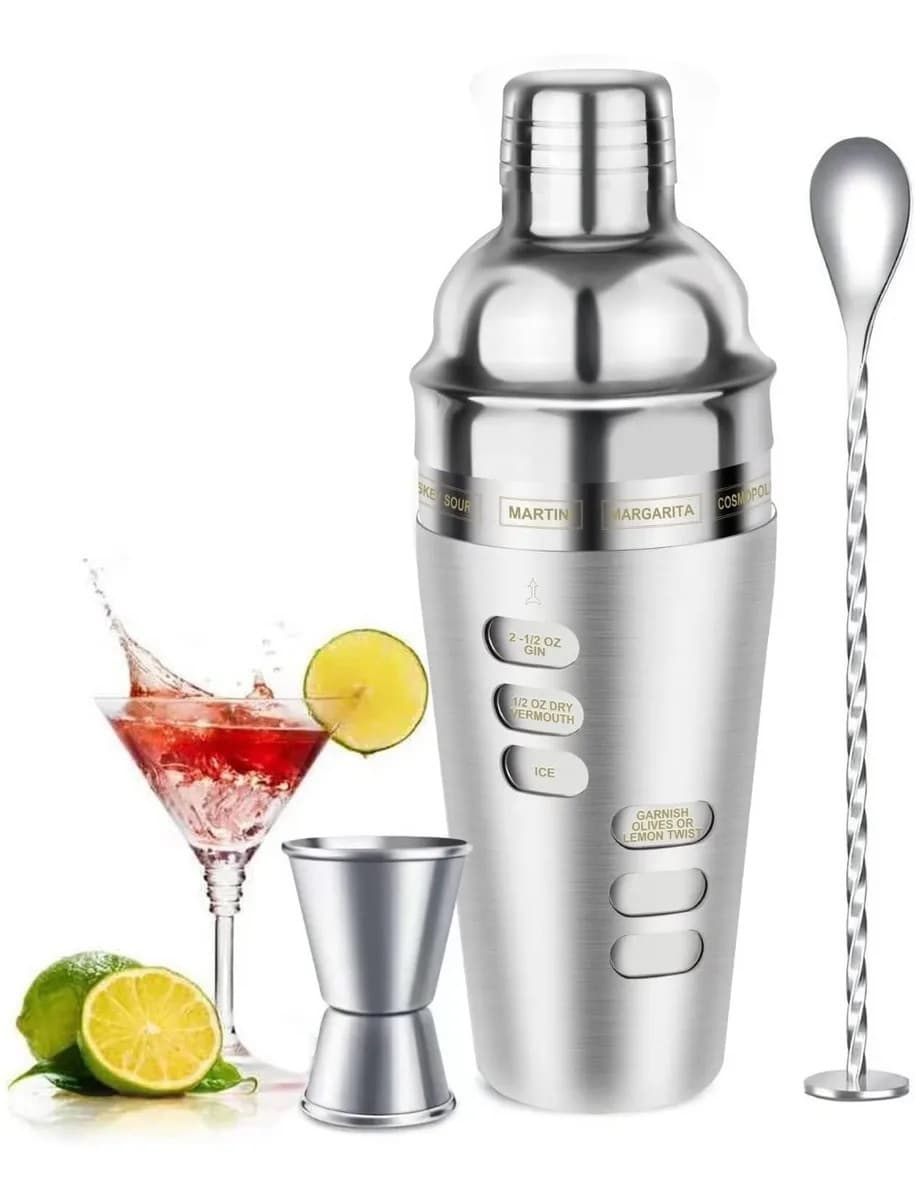 coctelera aluminio giratoria con recetas