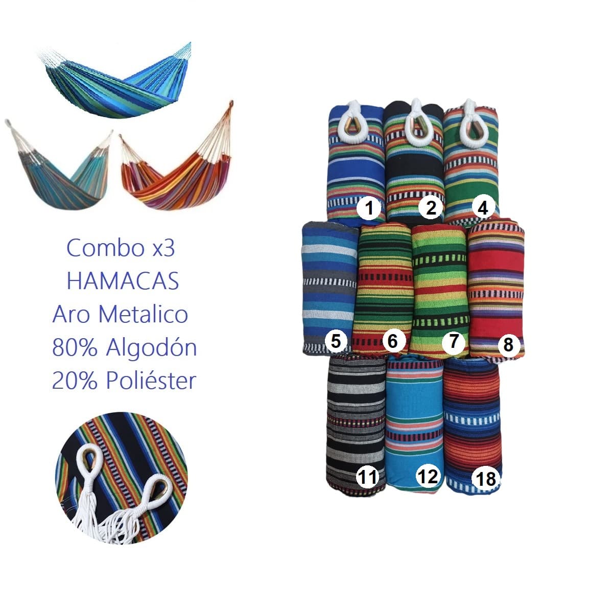 Combo X3 Hamacas Diseño Múltiples Colore