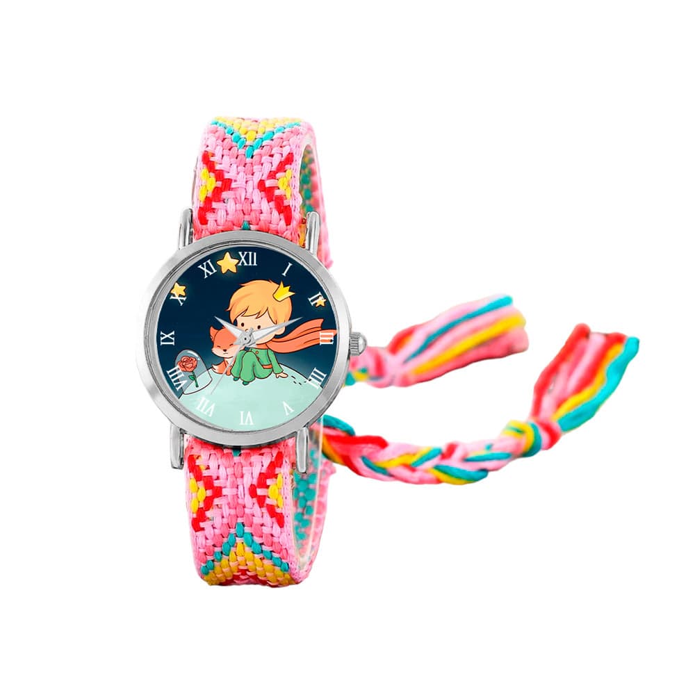 Reloj Principito Zorrito Plateado Tejido