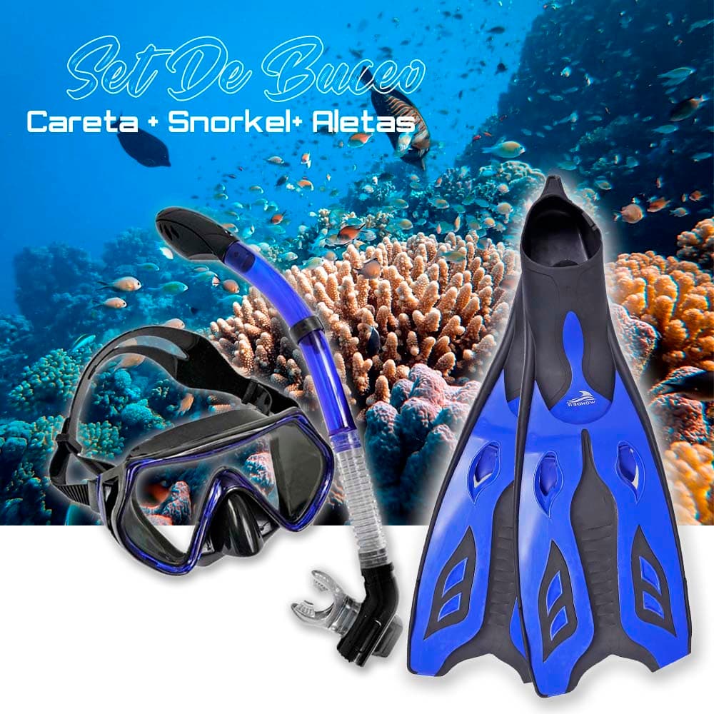 Set De Buceo Careta  Snorkel Y Aletas