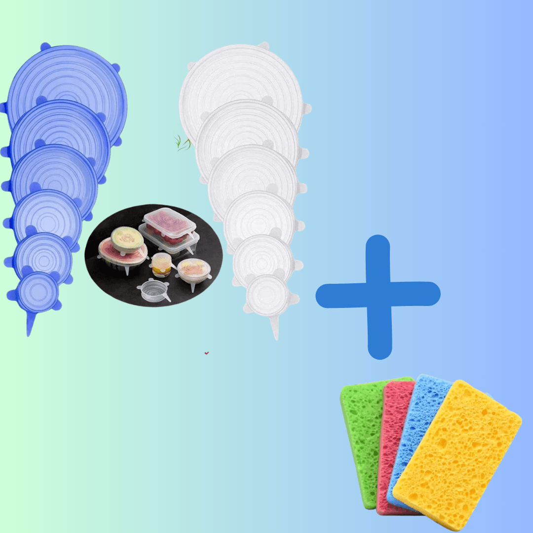 Combo Set Tapas de Silicona + Esponjas