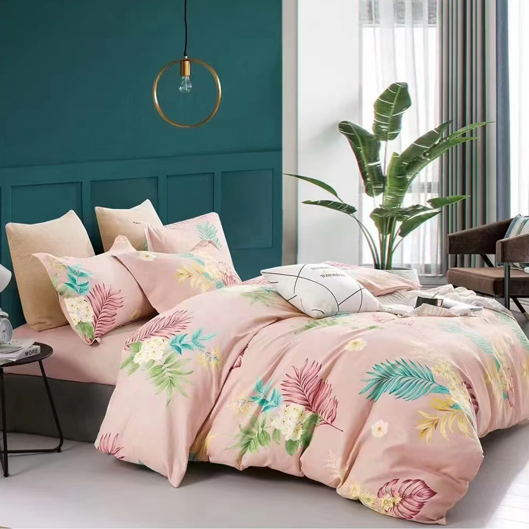 Funda Duvet Estampado Hojas En Rosa Dob