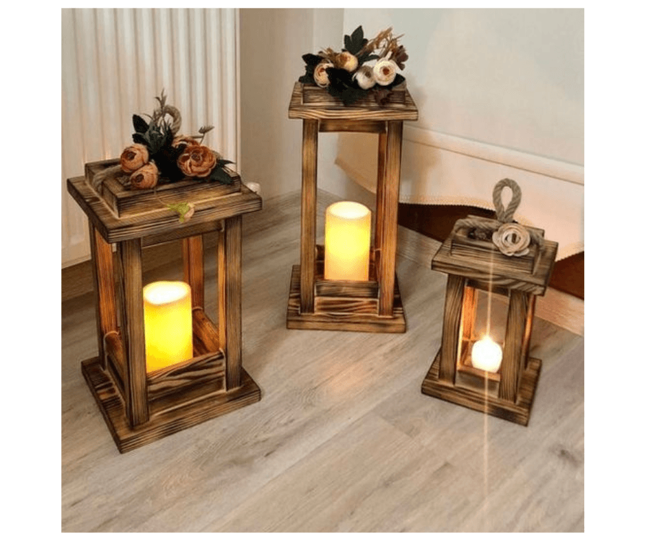 FAROLES DE MADERA ( incluyen los tres)