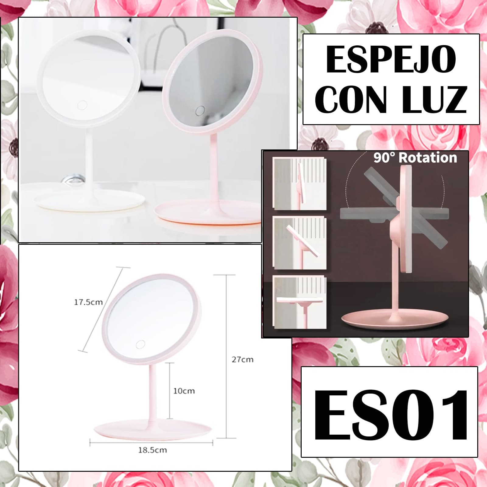 ESPEJO REDONDO RECARGABLE