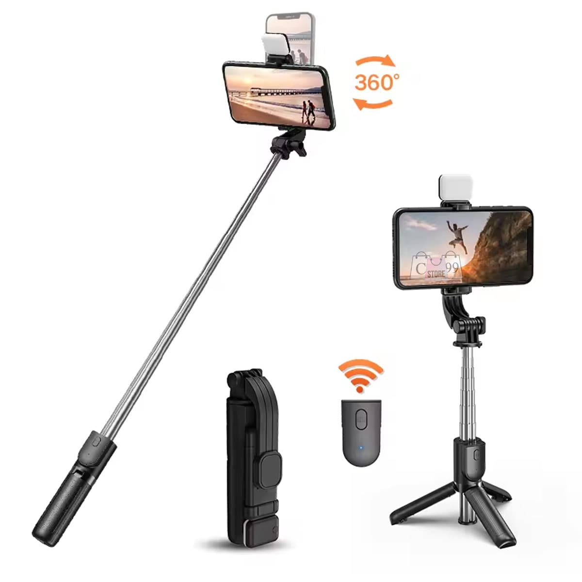 Palo Selfie Con Aro De Luz  Monopod H8S