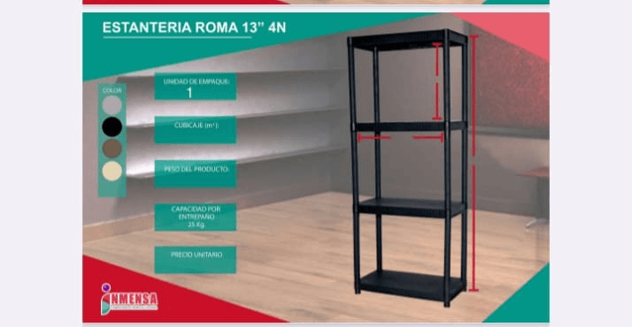 Estanteria roma 4 niveles inmensa