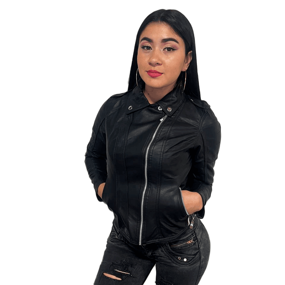Chaqueta chamarra para dama en cuero tex