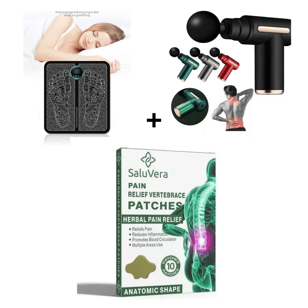 KIT MASAJEADOR FACIAL GUN+PARCHE+TAPETE