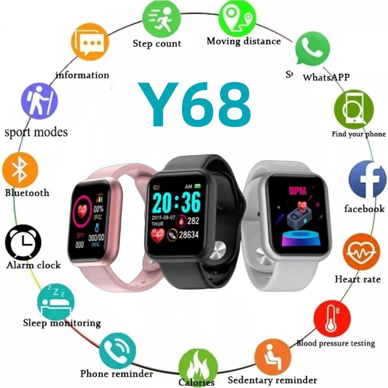 Reloj Inteligente Y68 Smartwatch Control