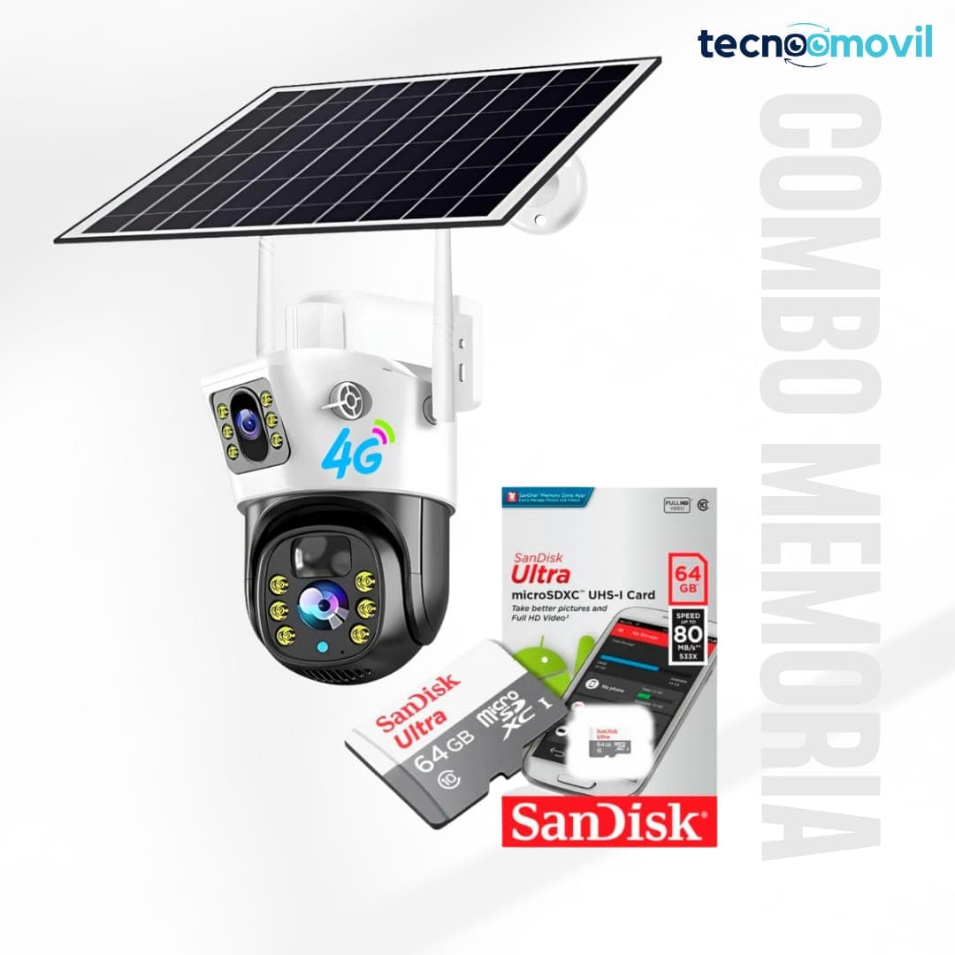 COMBO CAMARA SOLAR  + MEMORIA 64 GB
